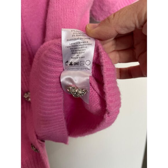 John + Jenn Pink Short Sleeve Cardigan With Rhinestone Buttons - Picture 6 of 6